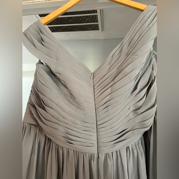 JJ’s House Dusty Blue Bridesmaids Dress with Pockets & Slit. - Picture 4 of 5